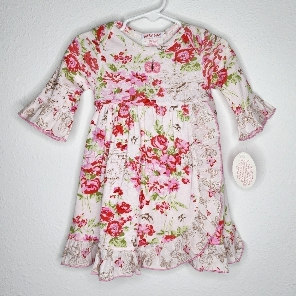 Baby Nay NWT Dress Ruffle Floral Butterfly Toddler 18 Months